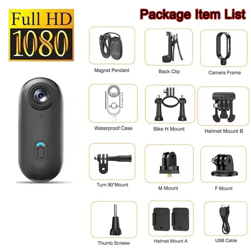 Mini Caméra DIXSG H88 4K – Ultra-Compacte 36g, Fixation Magnétique, Étanche 40m, WiFi, Grand Angle 170°, Casque & Vélo – CLEVI Paris