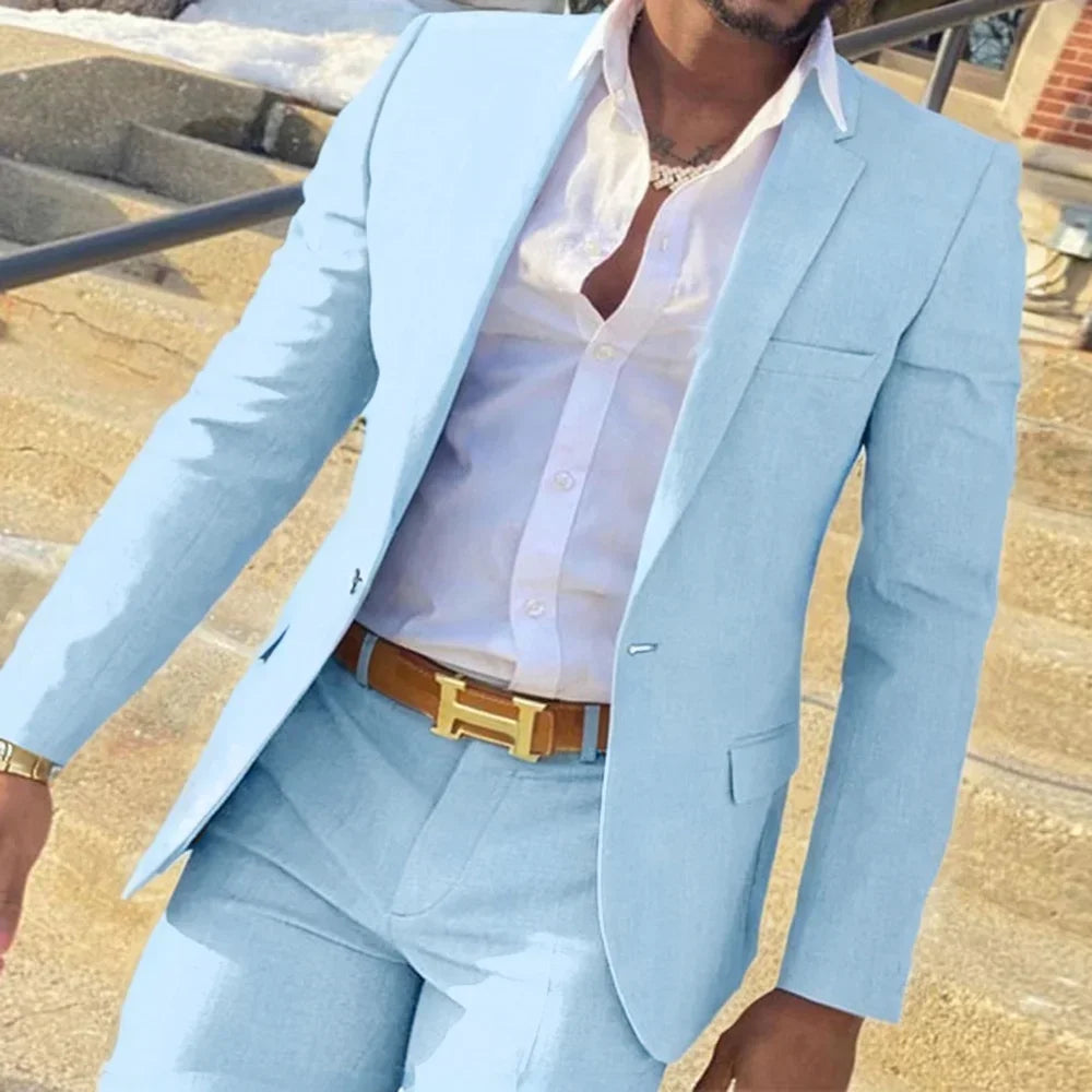 Costume Homme 2 Pièces Slim Fit Col Cranté Business 9 Coloris XXS-6XL – CLEVI Paris