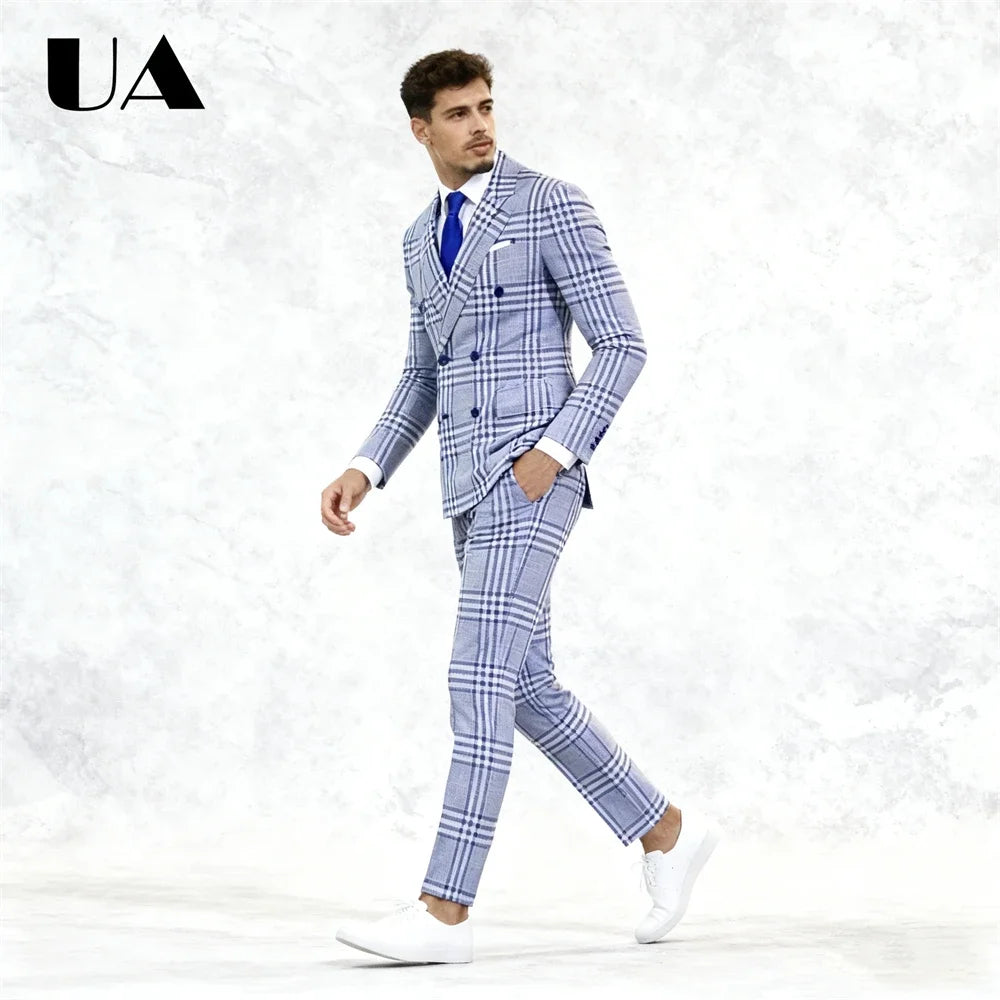 Costume Gris à Carreaux Homme 2 Pièces – CLEVI