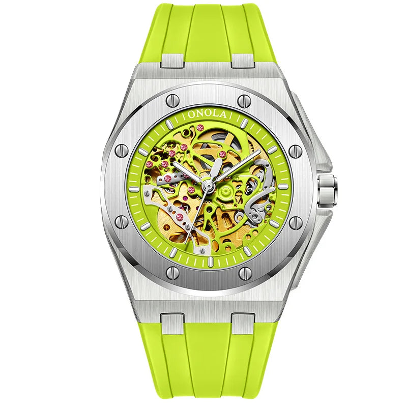 Montre Mécanique Automatique Homme Squelette Lumineux Bracelet Silicone – CLEVI Paris