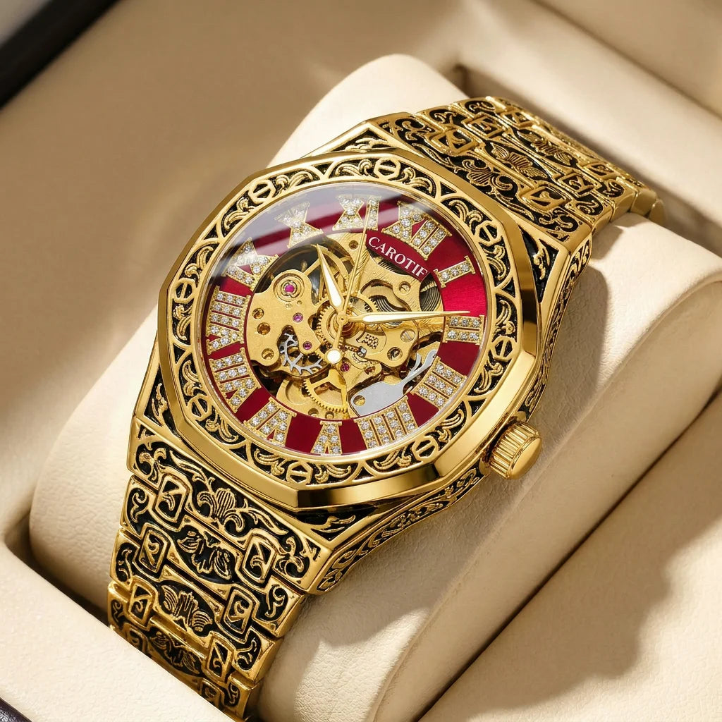 Montre Automatique Homme Tourbillon Vintage Chiffres Romains Silicone 40mm – CLEVI Paris