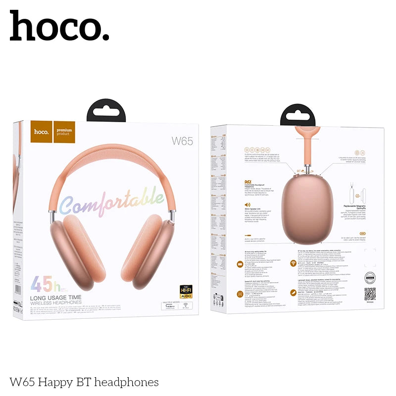 Casque Bluetooth HOCO W65 Happy 45H Tissu BT 5.4 – CLEVI Paris