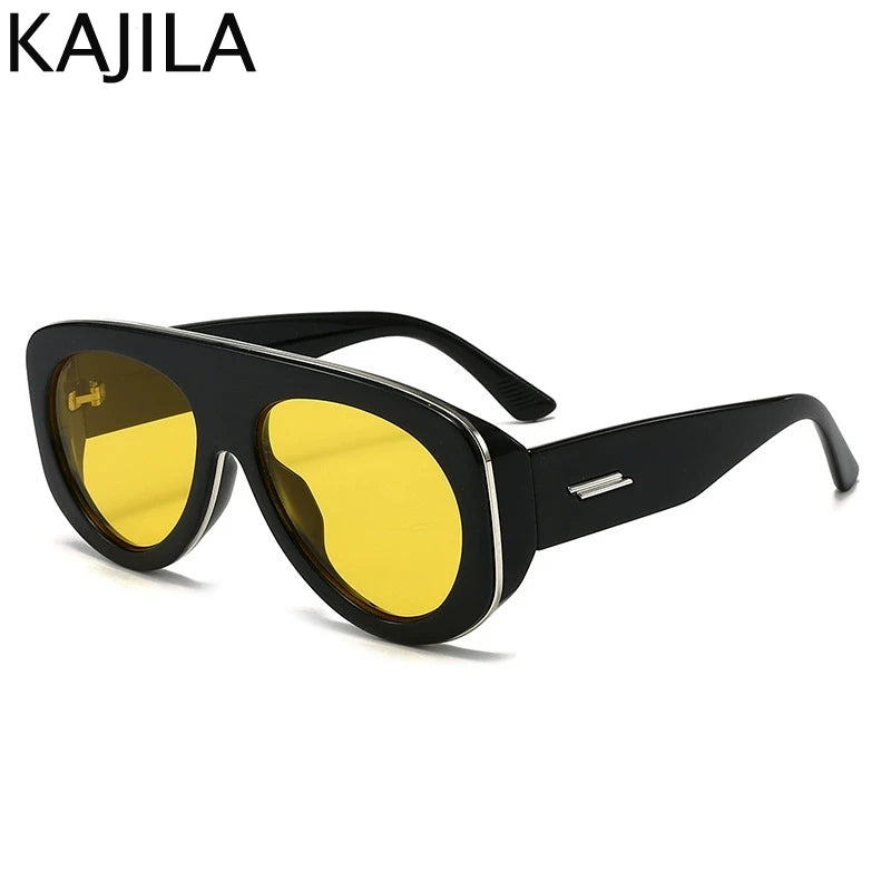 Lunettes de Soleil Oversize Ovales Pilot Y2K UV400 Dégradé Femme – CLEVI Paris
