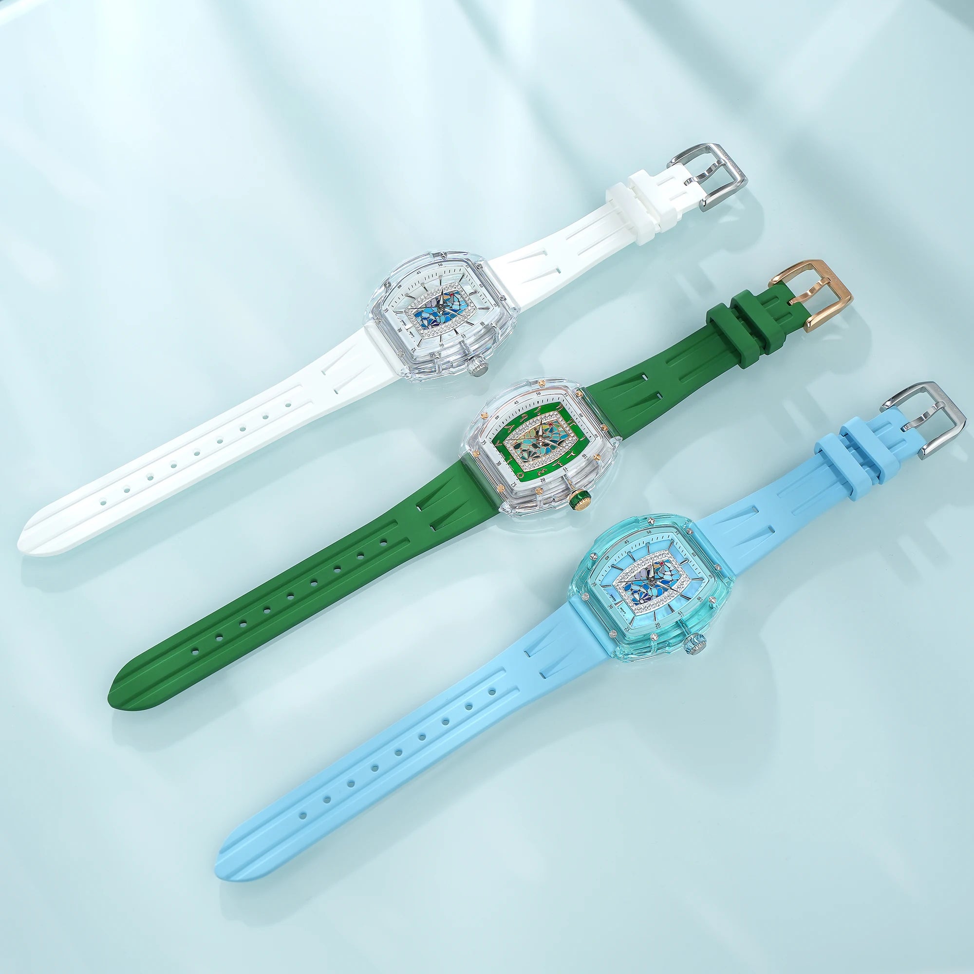 TSAR BOMBA TB8219 Montre Femme Quartz Suisse Nacre Zircons Boîtier Acrylique Bracelet Fluoroélastomère – CLEVI Paris