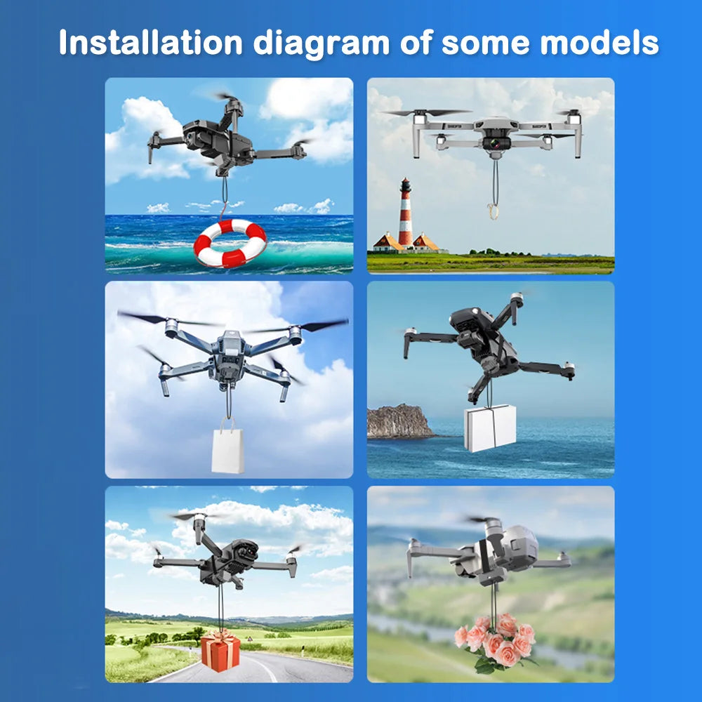 Système de Largage Télécommandé 2.4G pour Drone – Charge Utile 750g, Installation Sans Démontage & USB – CLEVI Paris