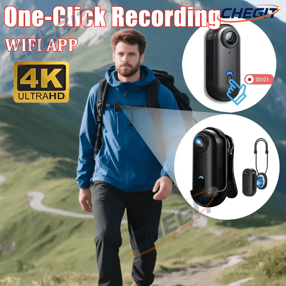Mini Body Cam WiFi WDSZKMYF H88 – 4K ou 1080P, Étanche 30m, Clip Magnétique, Autonomie 120min, Vlog & Sport