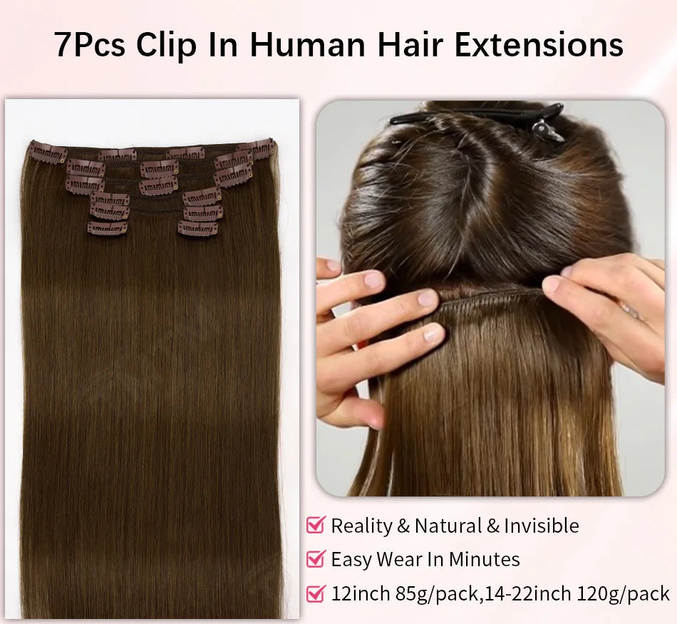 Extensions clip-in cheveux humains 7 pièces – CLEVI Paris