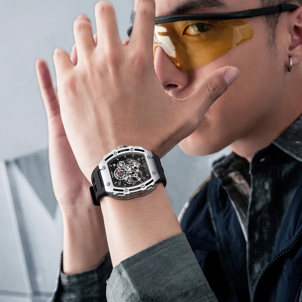 Montre Mécanique Automatique MARK FAIRWHALE FW-6700 Squelette Tonneau Fond Transparent – CLEVI Paris
