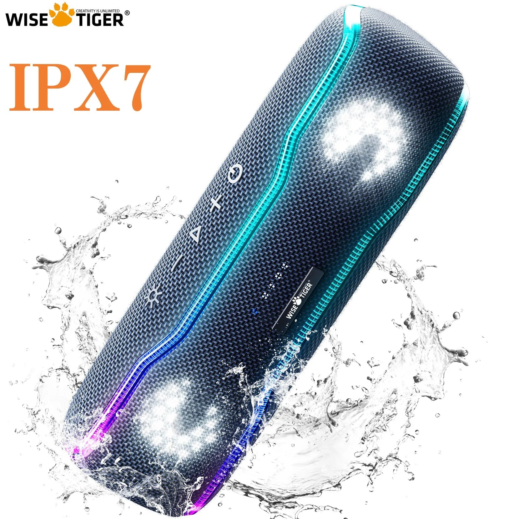 Enceinte Bluetooth Outdoor 25W – IPX7, 24h, Lumières RGB, Stéréo | WISETIGER F10C