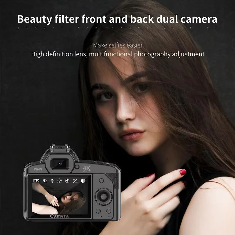 Appareil Photo Numérique SKIG 4K WiFi – Double Objectif, 64MP, Écran IPS 3", Zoom 16x, Vision Nocturne – CLEVI Paris