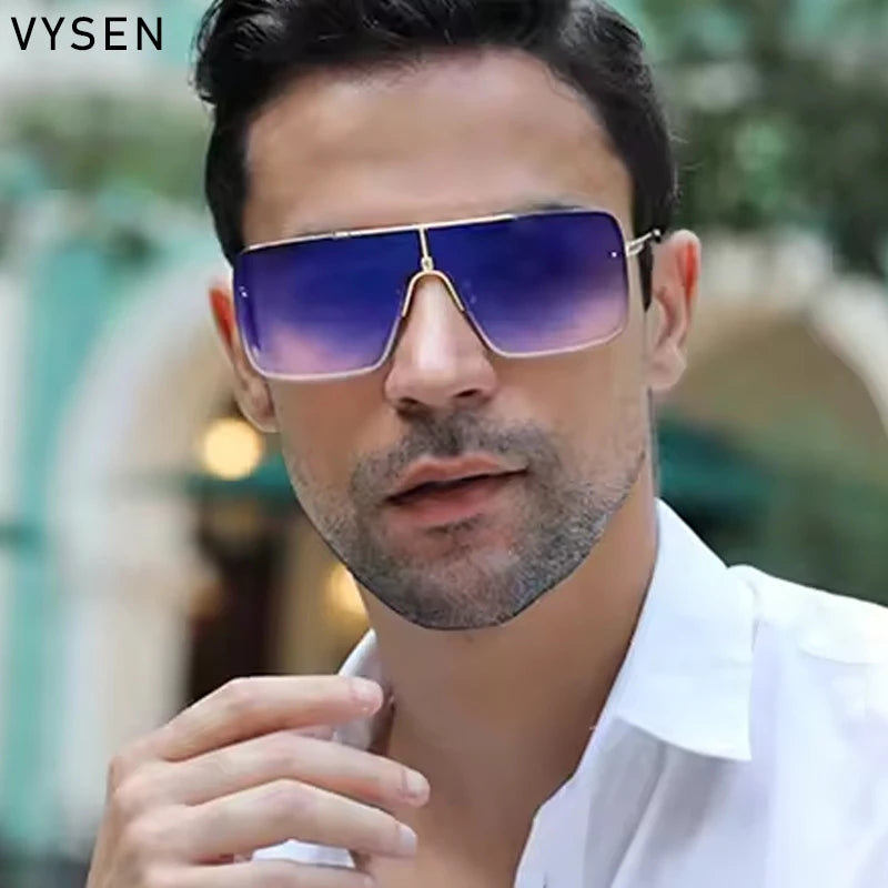 Lunettes de Soleil Oversize Carrées Homme – Grande Monture Métal UV400 – CLEVI Paris