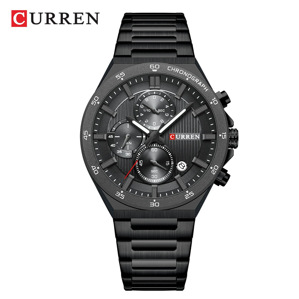 CURREN Montre Quartz Homme Chronographe Panda 43mm Acier Lumineux Date Auto – CLEVI Paris