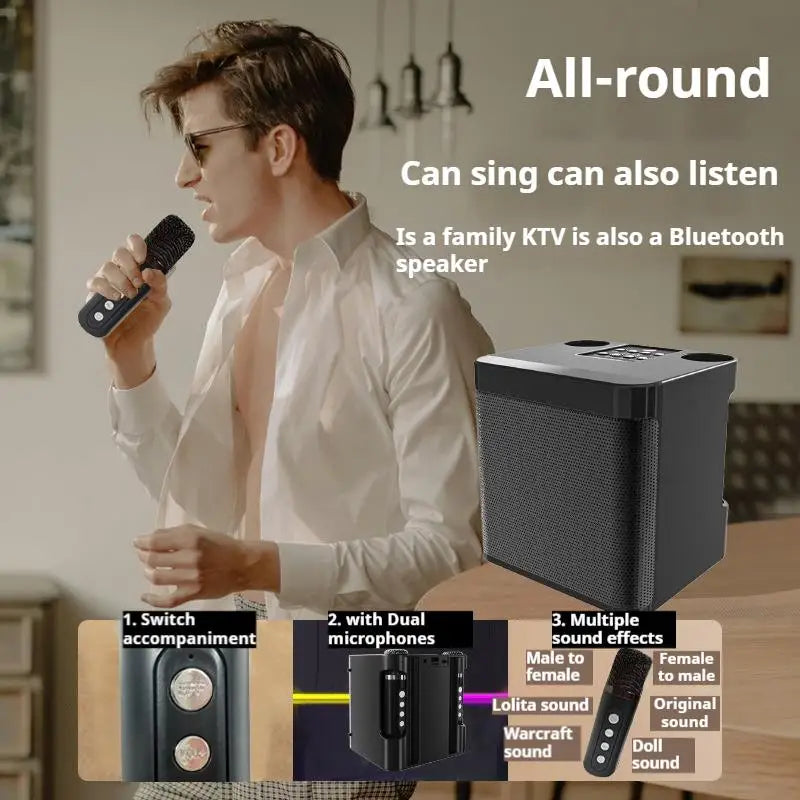 Enceinte Karaoké Bluetooth 20W – 2 Micros Sans Fil Inclus, Basse, 6h | Newmsnr