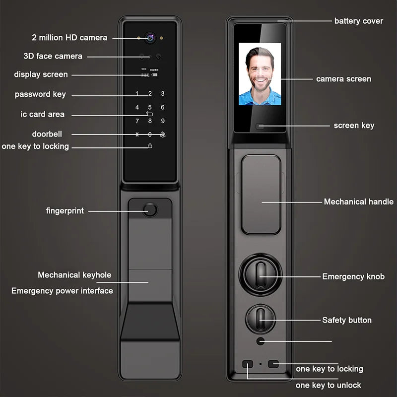 Serrure Connectée X6DL Extérieure IP66 Reconnaissance Faciale Caméra WiFi Tuya – CLEVI Paris