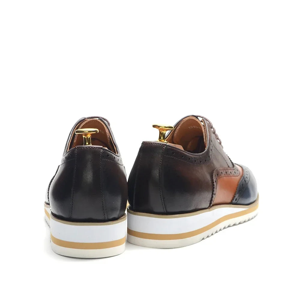 Oxford Wingtip Brogue Homme Cuir de Vache Coutures 3 Couleurs Talon 3,5cm | EU 38-46