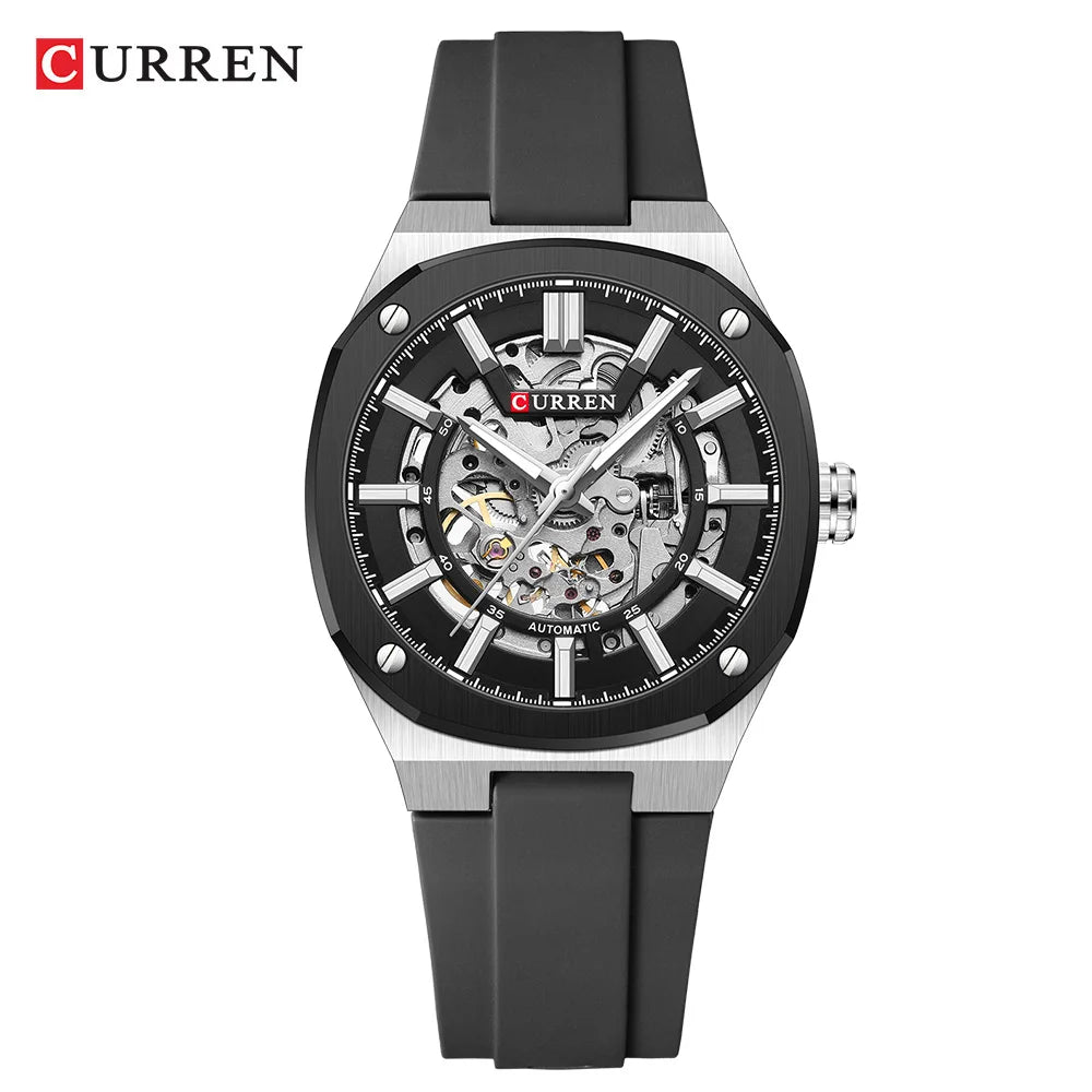 CURREN Montre Automatique Homme Squelette Silicone Sport Lumineux 41mm – CLEVI Paris
