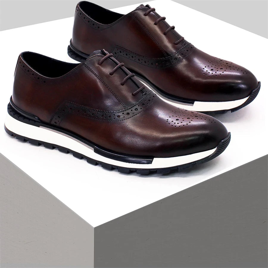 Sneaker Brogue Homme Cuir Premium Lacets | Doublure Agneau Imperméable 2 Coloris