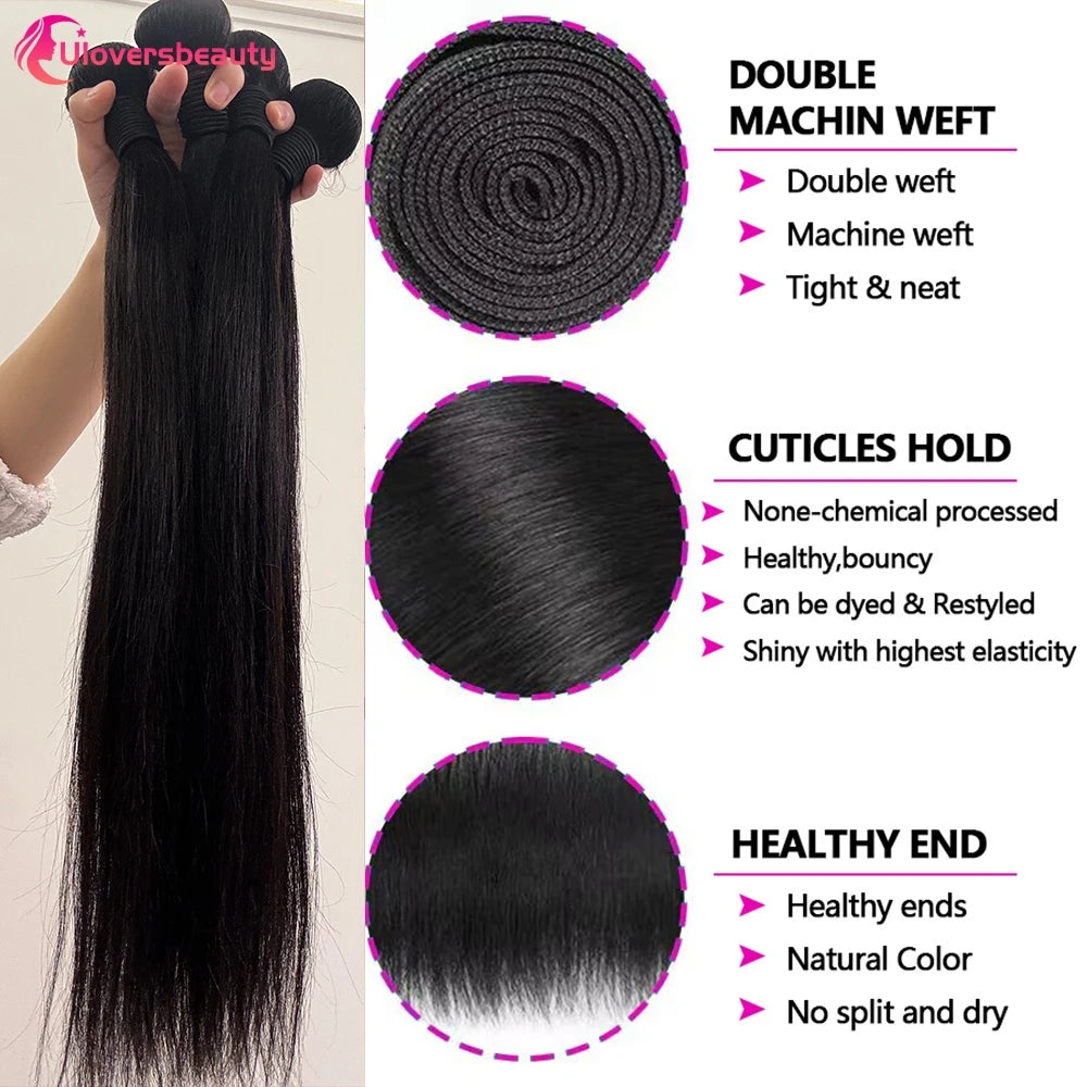 Bundles lisses noirs 1B, cheveux humains – CLEVI Paris
