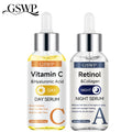 Sérum Jour & Nuit GSWP – Vitamine C, Rétinol & Acide Hyaluronique – Hydratant, Raffermissant & Éclaircissant – CLEVI Paris