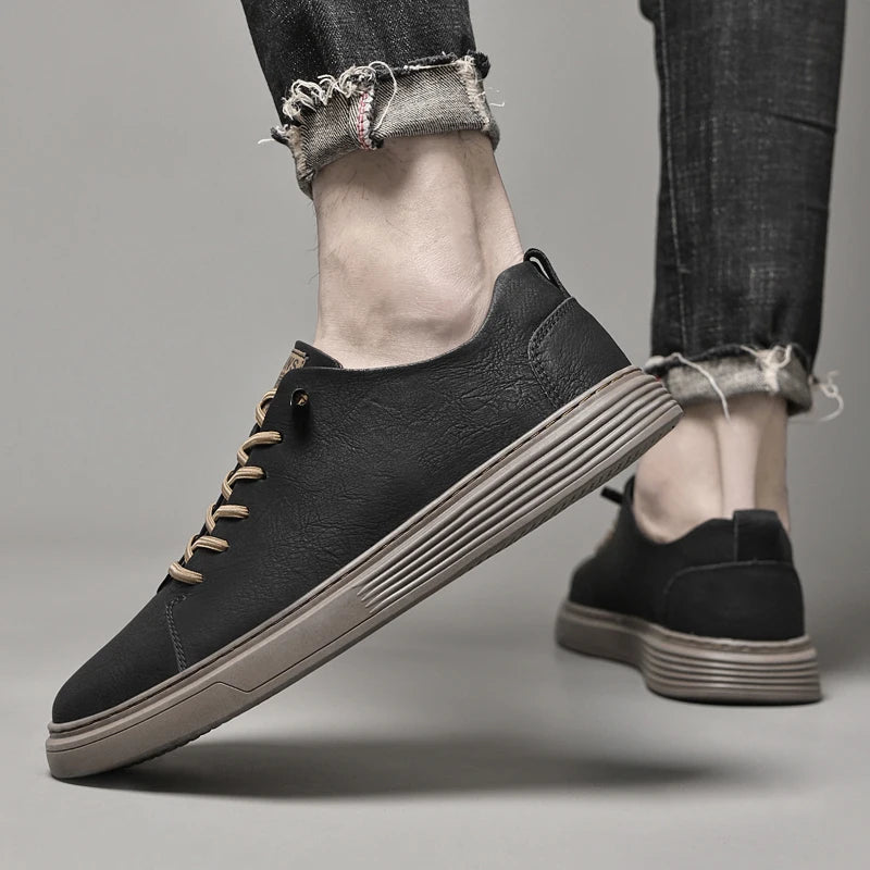 Sneakers Homme Cuir Vache Véritable Lacets Respirant Semelle Caoutchouc Casual Sport Skateboard EU 38-47 TOGEE See – CLEVI Paris