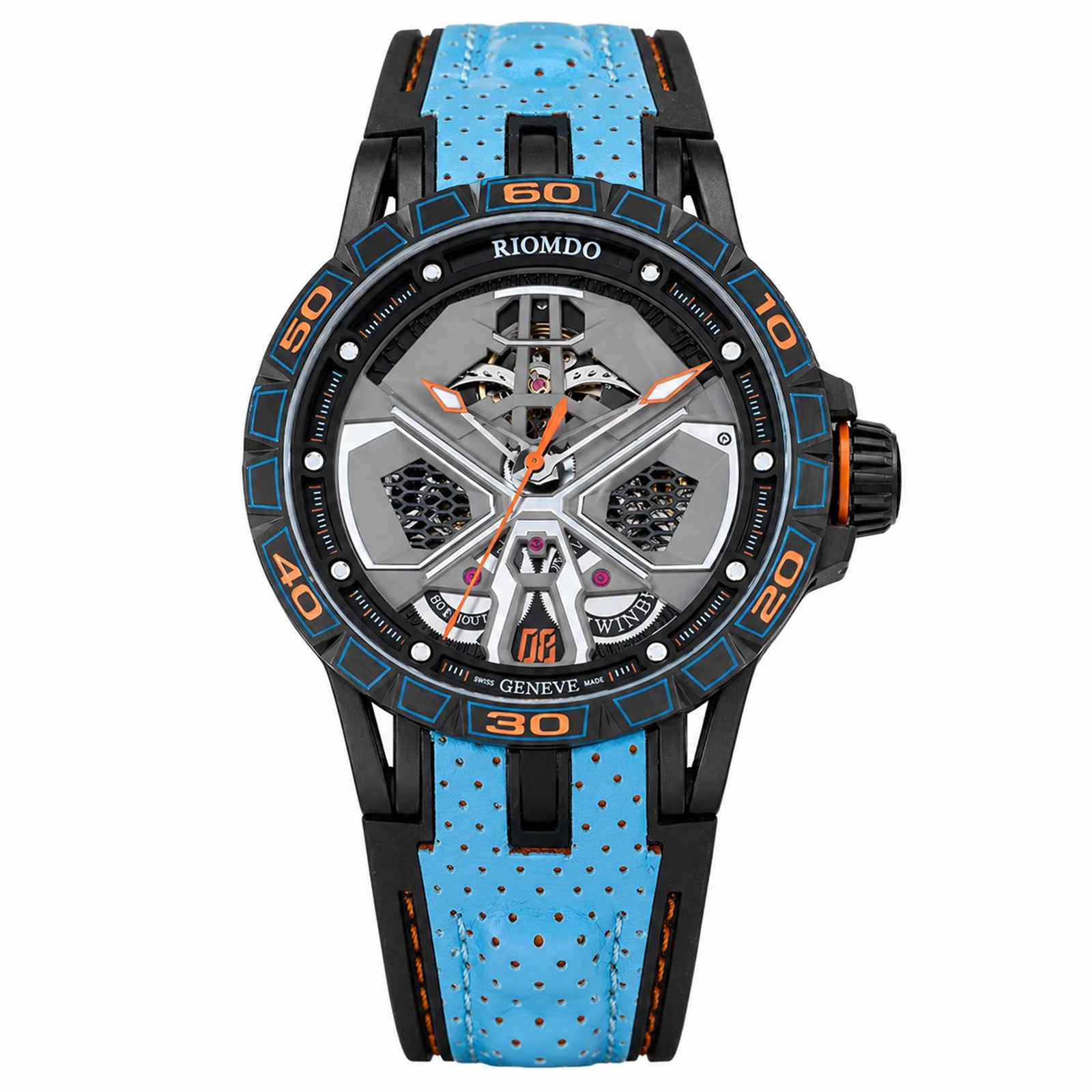 Montre Homme Automatique Squelette Grand Cadran Militaire Acier Oblvlo RD-919 – CLEVI Paris