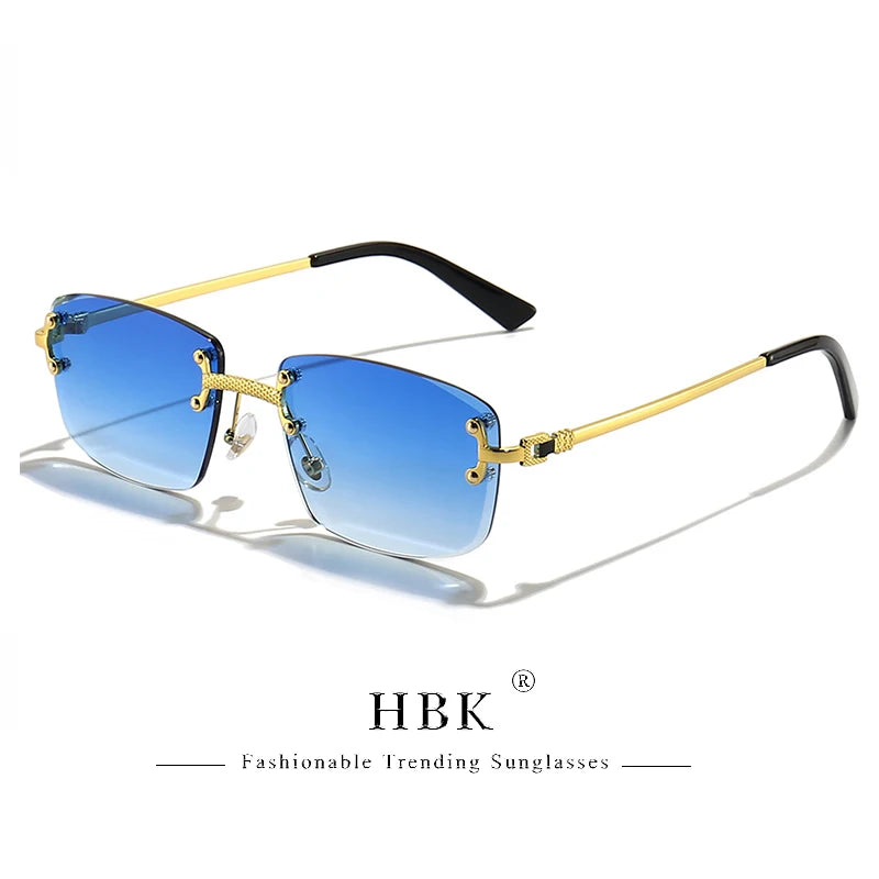 Lunettes de Soleil Carrées Sans Monture Femme HBK – Verres Dégradés UV400 – CLEVI Paris