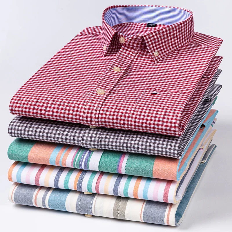 Chemise Oxford Homme Manches Longues Rayée Casual 100% Coton – Tailles 38-47 – CLEVI Paris