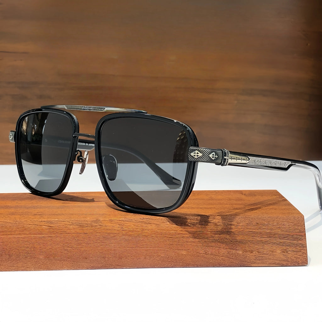 Lunettes de Soleil Pilot Premium Titane Verres CR-39 Dégradé Anti-Reflets UV400 Unisexe – CLEVI Paris