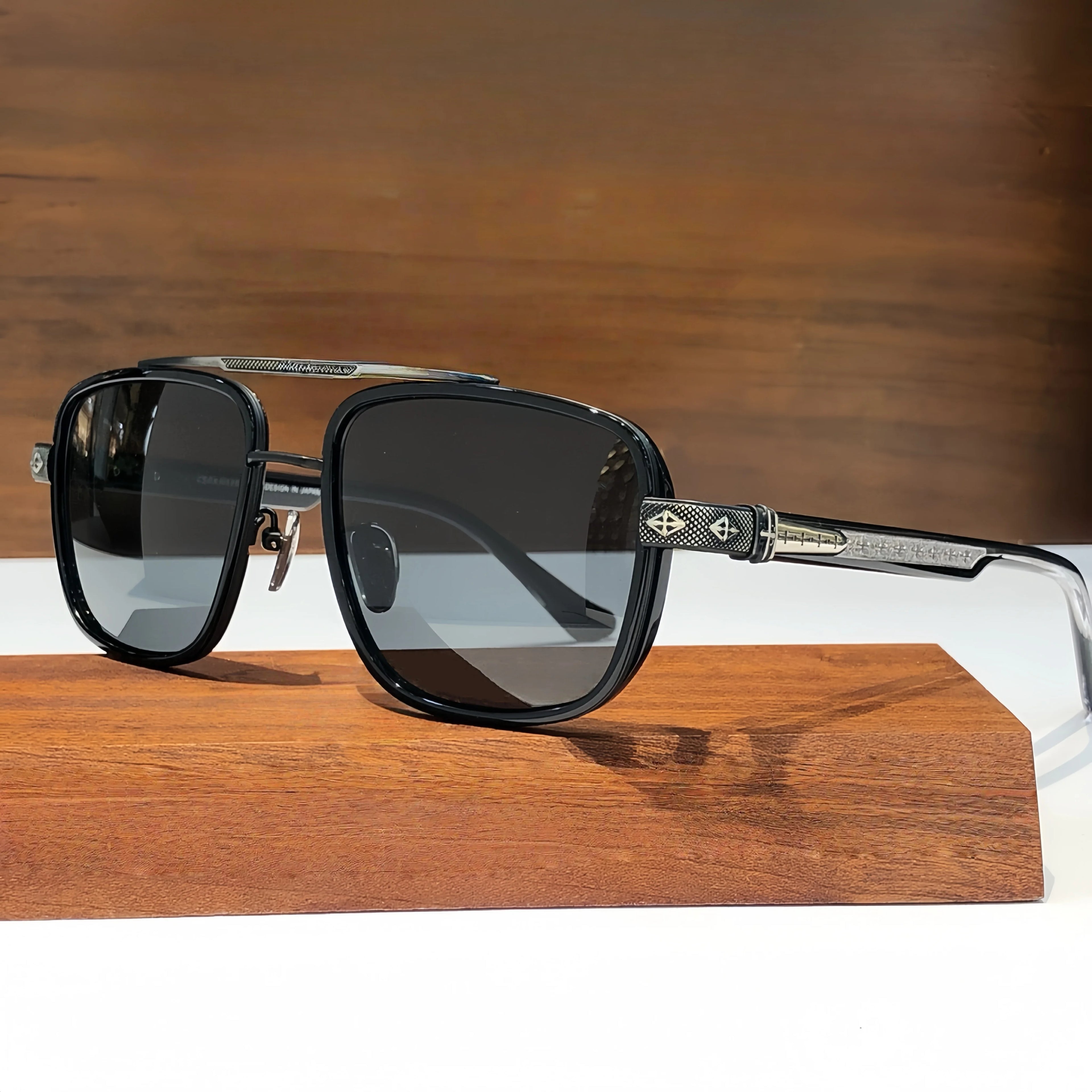 Lunettes de Soleil Pilot Premium Titane Verres CR-39 Dégradé Anti-Reflets UV400 Unisexe – CLEVI Paris