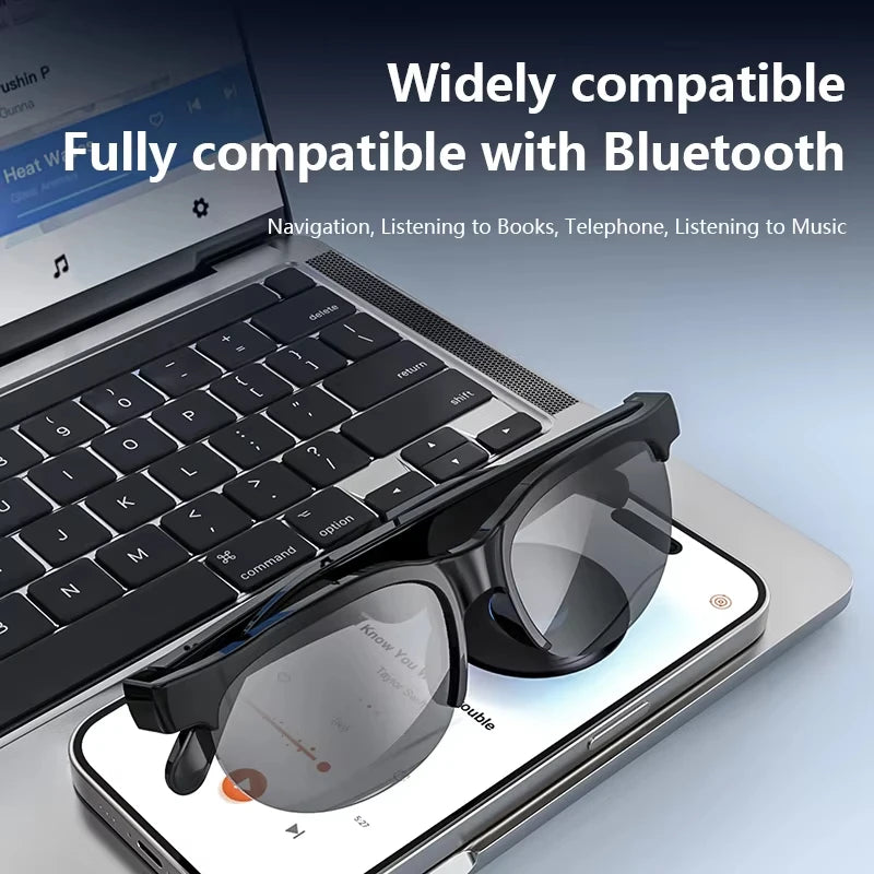Lunettes Connectées Lenovo IA Traduction Bluetooth Musique & Appels | Noir Blanc Mixte