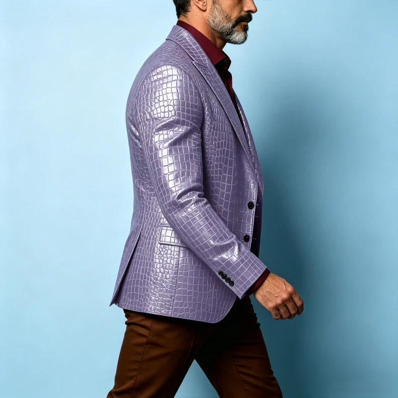 Blazer homme effet croco simple boutonnage – CLEVI Paris