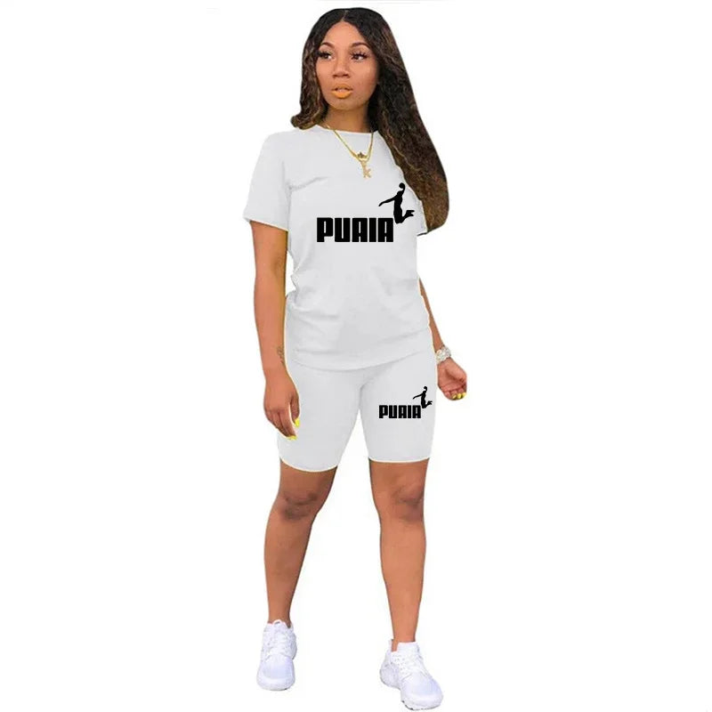 Ensemble 2 Pièces Femme T-Shirt Col Rond Manches Courtes Short Casual Été – CLEVI Paris