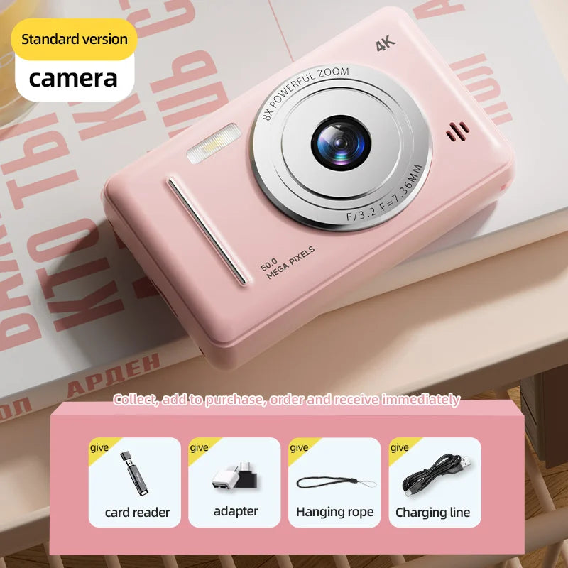 Appareil Photo Numérique 4K Rétro CCD – 50 MP, Double Flash & Autofocus – CLEVI Paris