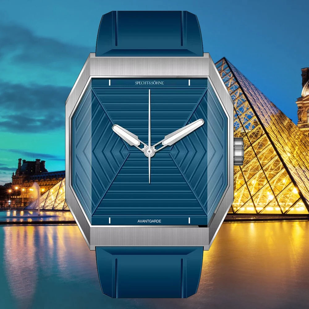 Specht & Söhne Montre Quartz Japonais Homme Octogone Saphir 3D Cadran Pyramides 36mm – CLEVI Paris
