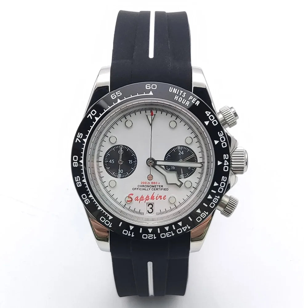 PARNSRPE VK64 Montre Homme Chronographe Quartz Japonais Acier 316L 39,5mm Verre Saphir AR 5 ATM Lumineux – CLEVI Paris