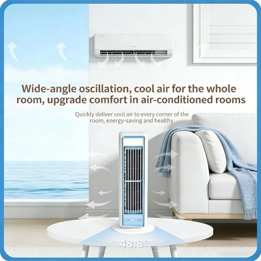 Ventilateur tour rechargeable blanc – CLEVI Paris