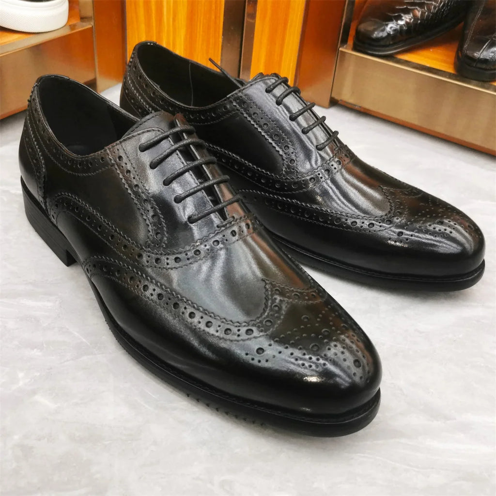 Oxford Brogue Wingtip Homme Cuir de Veau Véritable Imperméable | Business Mariage EU 39-46