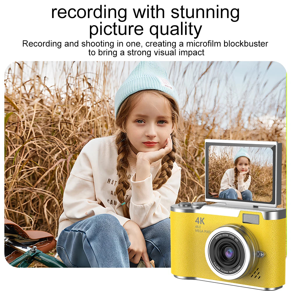 Appareil Photo Numérique Compact 1080P – Zoom 8x, Écran Rabattable 180°, Selfie, Cadeau