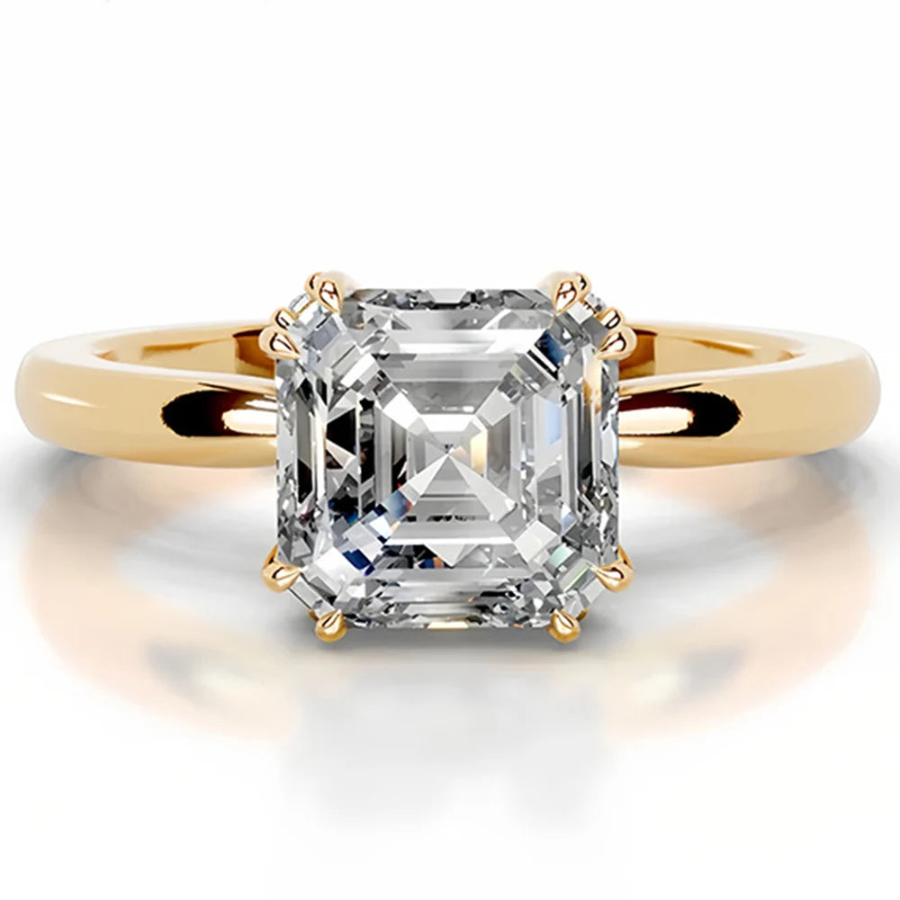 Bague Fiançailles Moissanîte 3CT Taille Asscher | Argent 925 Couleur D Certifiée GRA – CLEVI Paris