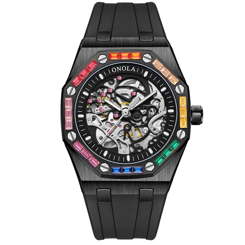 Montre Mécanique Automatique Homme PAULAREIS P 3834D – Squelette Lumineux Bracelet Silicone