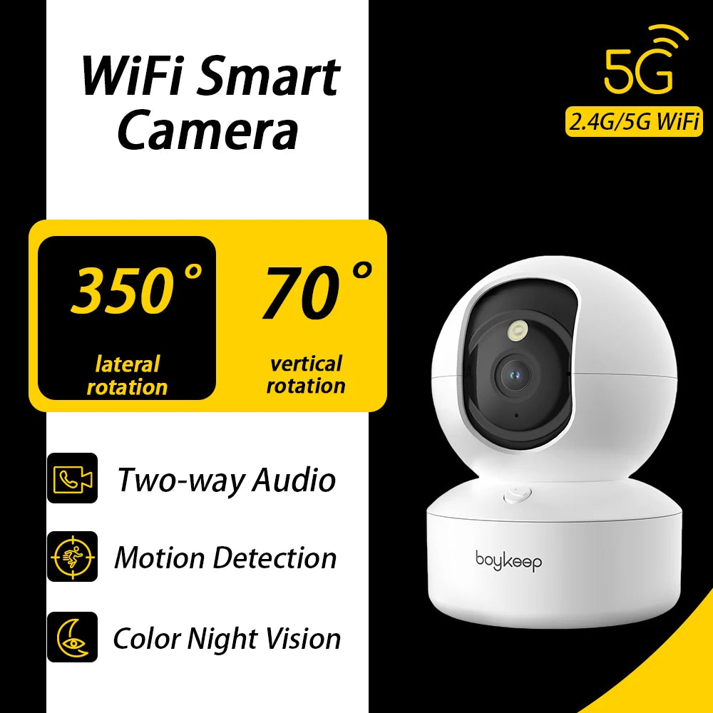 Caméra Dôme Intérieure 3MP WiFi Dual-Band 360° Suivi Auto Vision Nocturne – CLEVI Paris