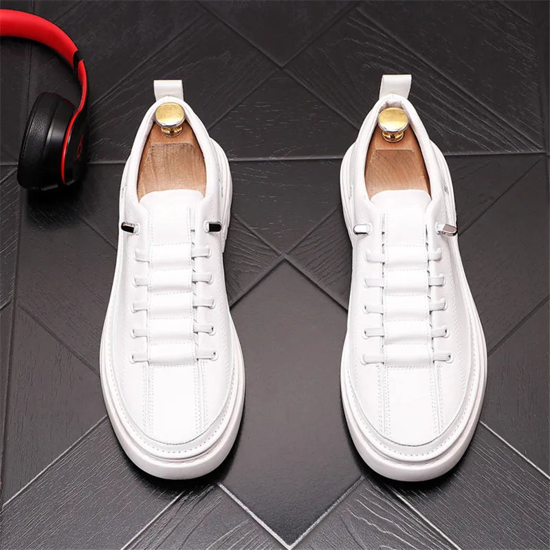 Sneakers Plateforme Homme Daim Brodé – Loafers Casual Respirants