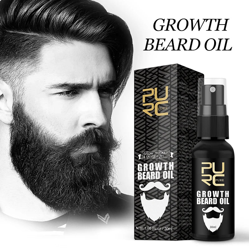 Huile de Croissance Barbe PURC | Stimule les Follicules, Barbe Plus Fournie & Douce | 30ml Homme – CLEVI Paris