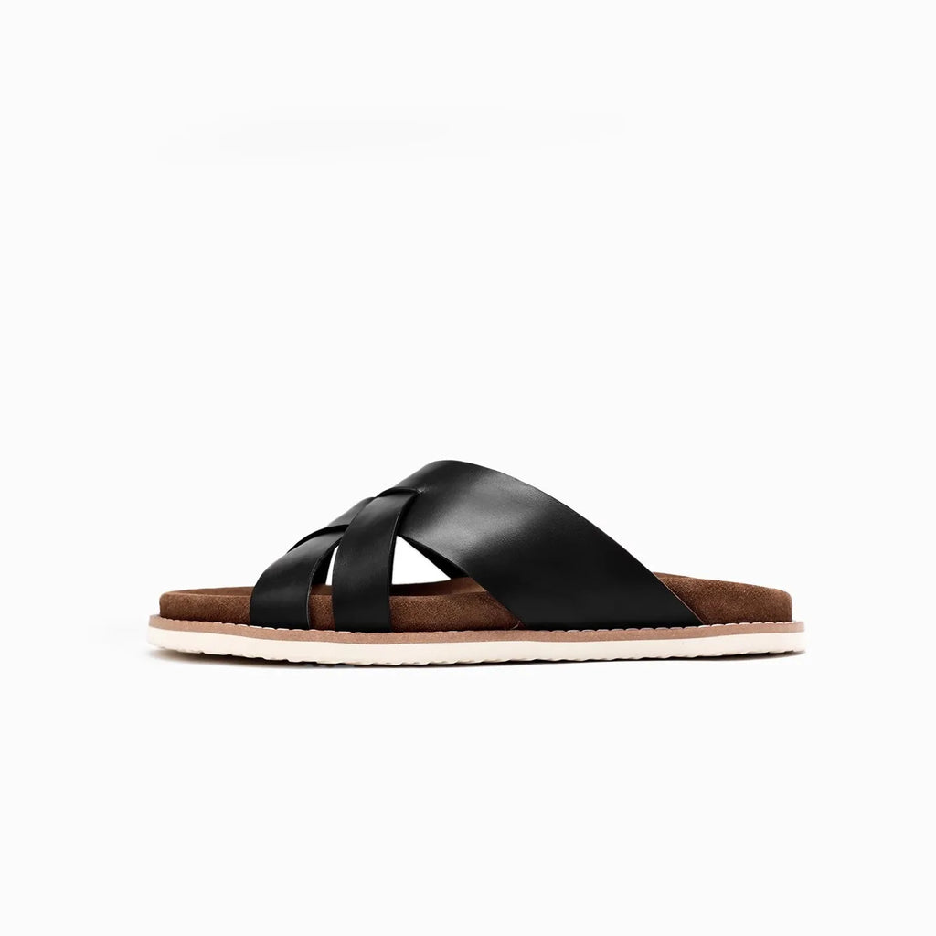 Slides Homme Cuir Véritable Pleine Fleur Style Luxe Casual – CLEVI Paris