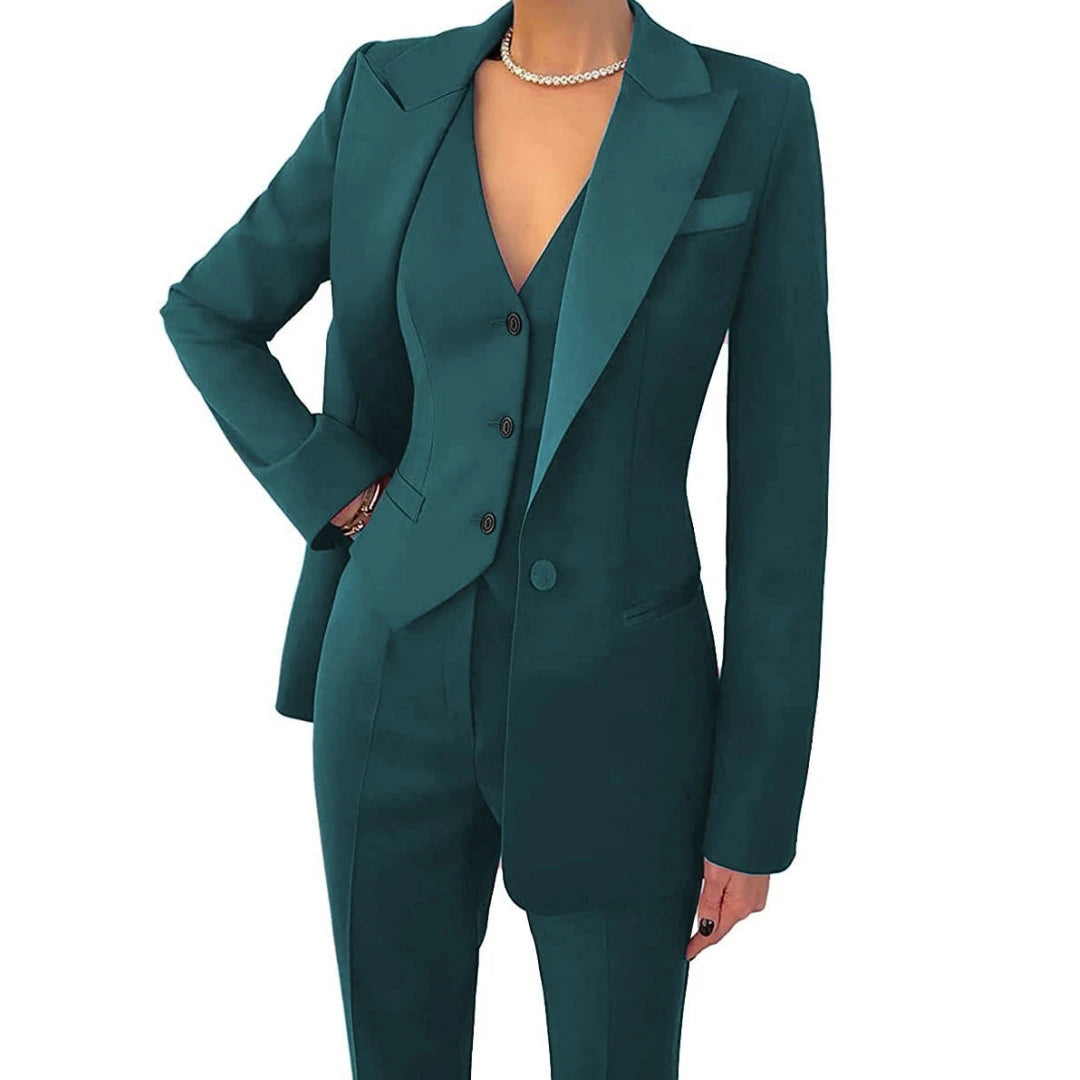 Costume 3 Pièces Femme Veste Gilet Pantalon 17 Coloris Bureau Cérémonie – CLEVI Paris