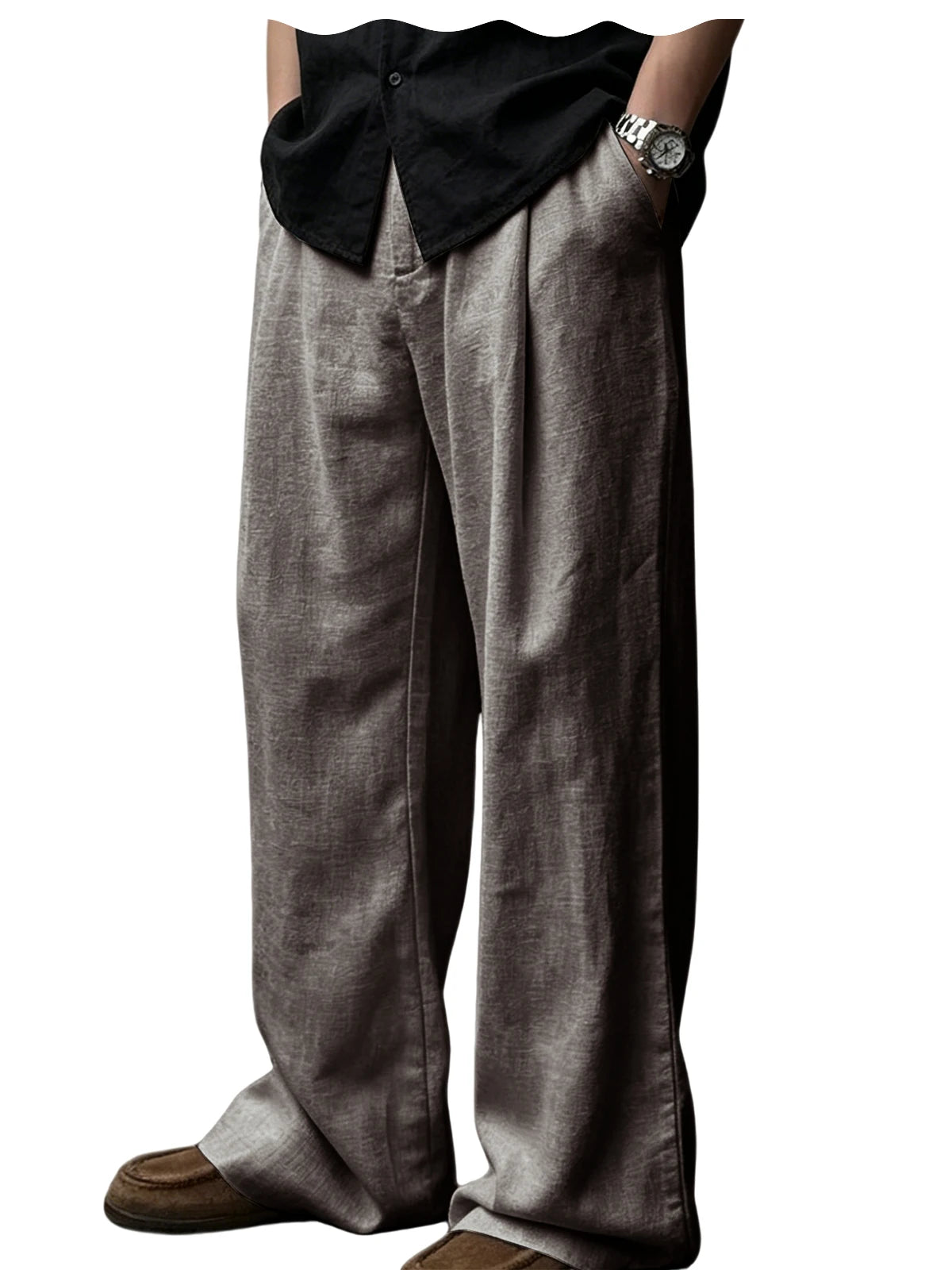 Pantalon homme plissé taille haute jambes larges – CLEVI Paris