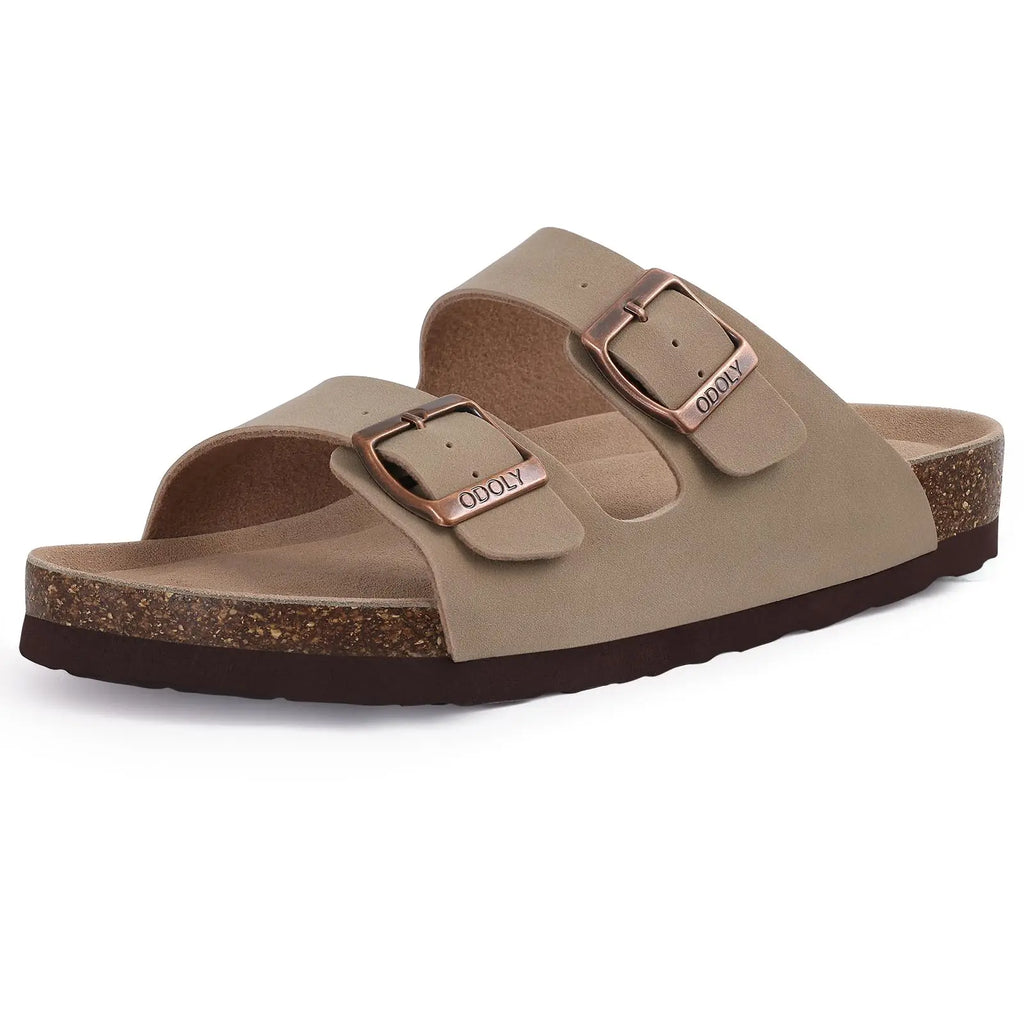 Sandales Homme Été – Cuir PU, Semelle Liège Soutien Plantaire, Slides Outdoor | 6 Coloris