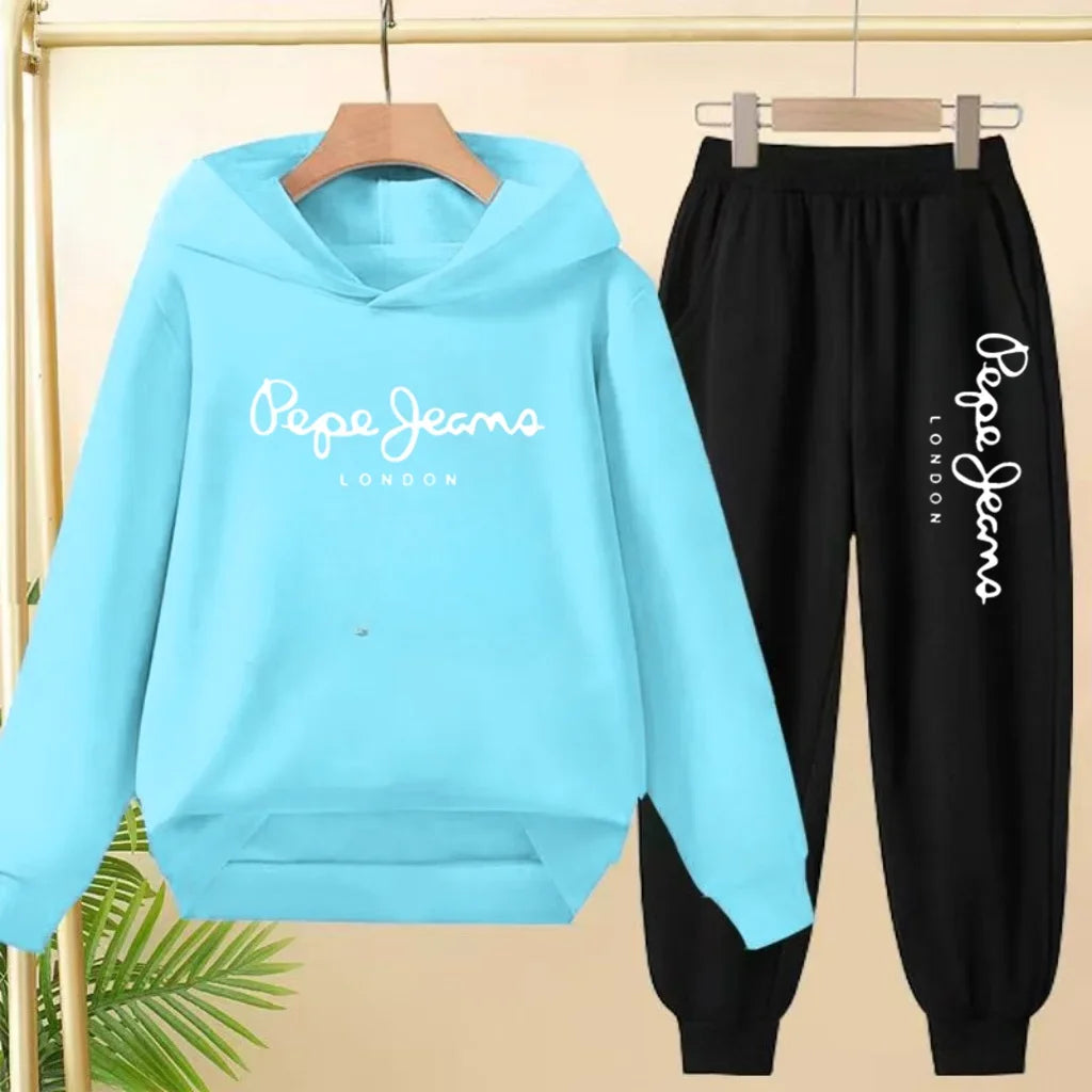 Ensemble Sweat à Capuche + Pantalon Enfant 3-13 Ans – Imprimé Lettres, Unisexe, Toutes Saisons – CLEVI Paris