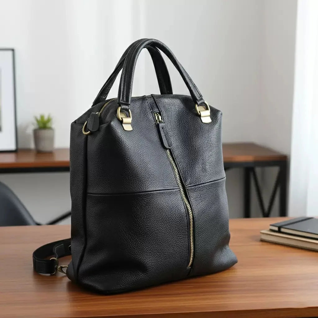 Sac À Dos Femme Cuir Vache Convertible Anti-Vol Voyage – CLEVI Paris