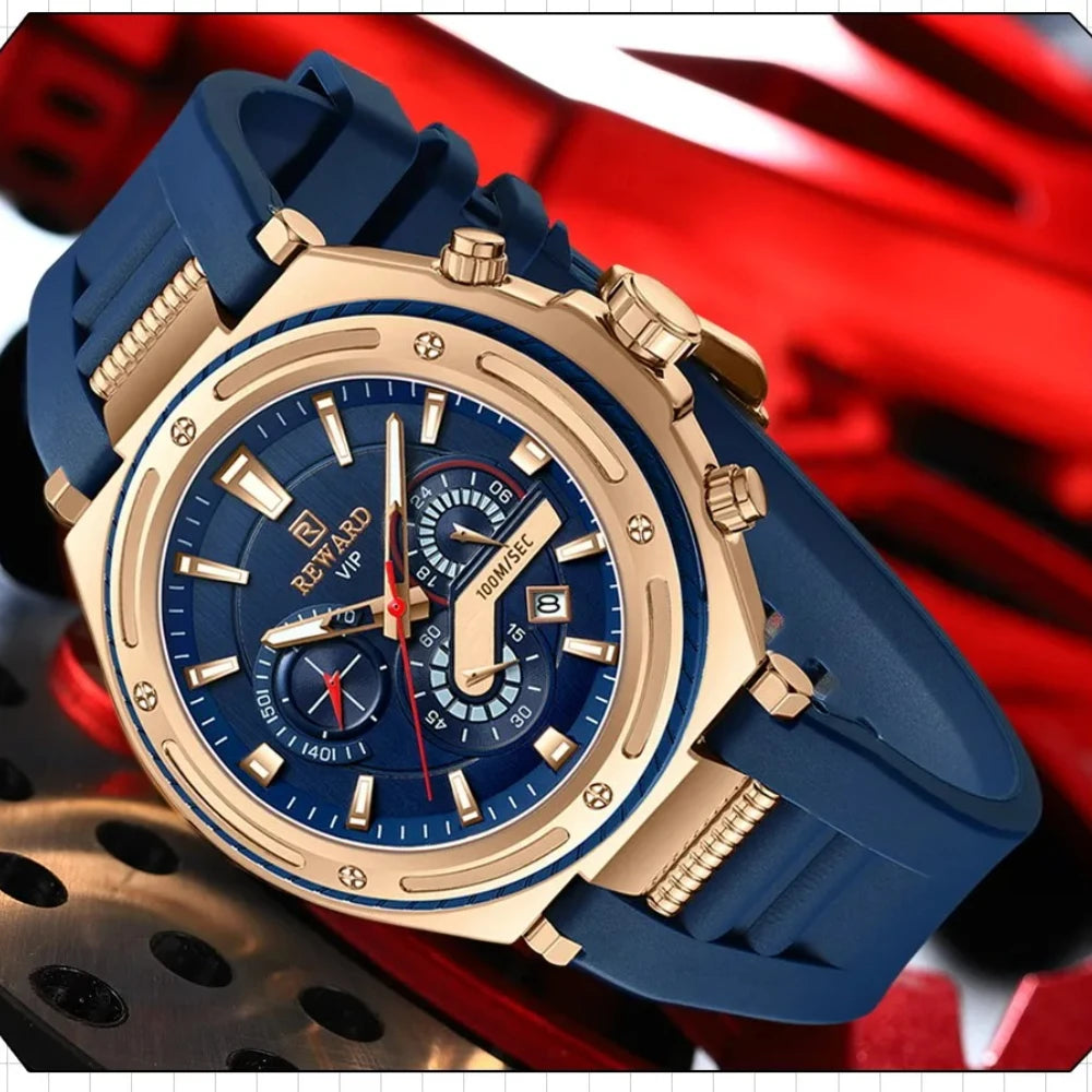 REWARD RD831508M Montre Homme Quartz Sport Ronde Chrono Calendrier Lumineux 30M – CLEVI Paris